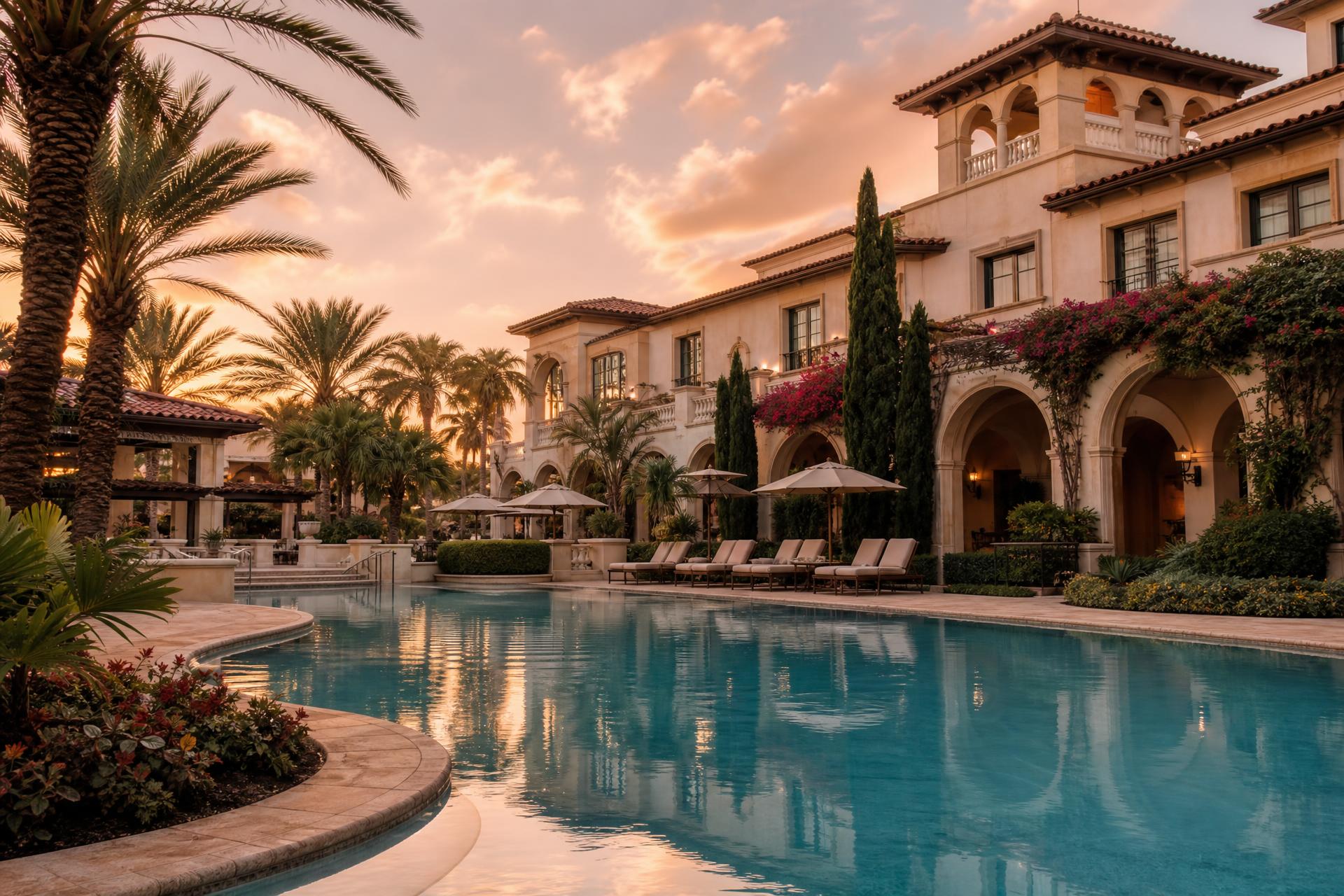 Golden hour at a refined Orlando resort pool